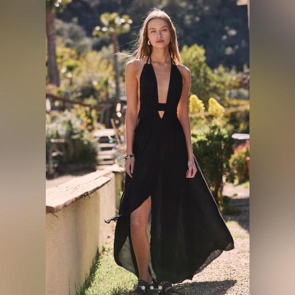NWT Free People Black Look into the Sun Maxi Dress Size Small - Picture 1 of 4